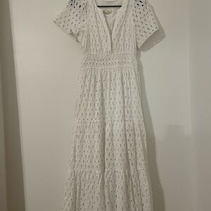 Anthropologie White Eyelet Maxi Dress